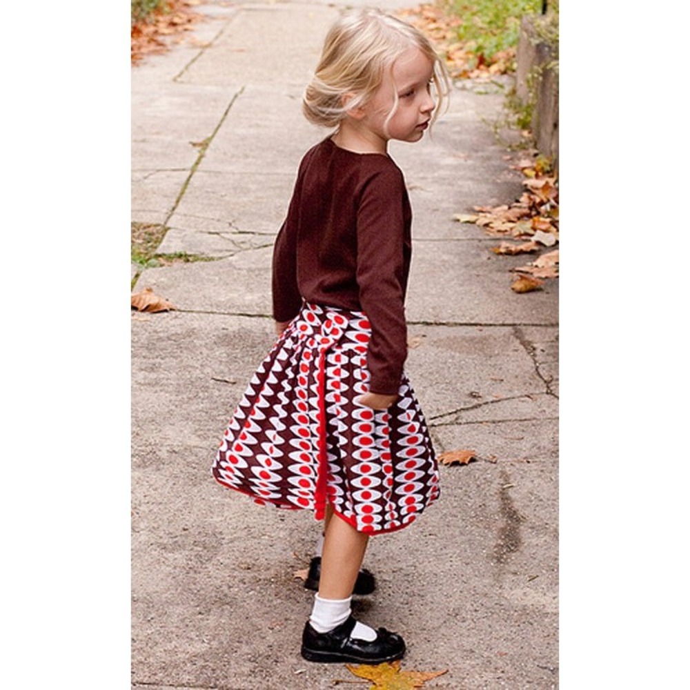 Llum Bright Young Things Kids Girls Red Orange Geometric‎ Print Reversible Skirt